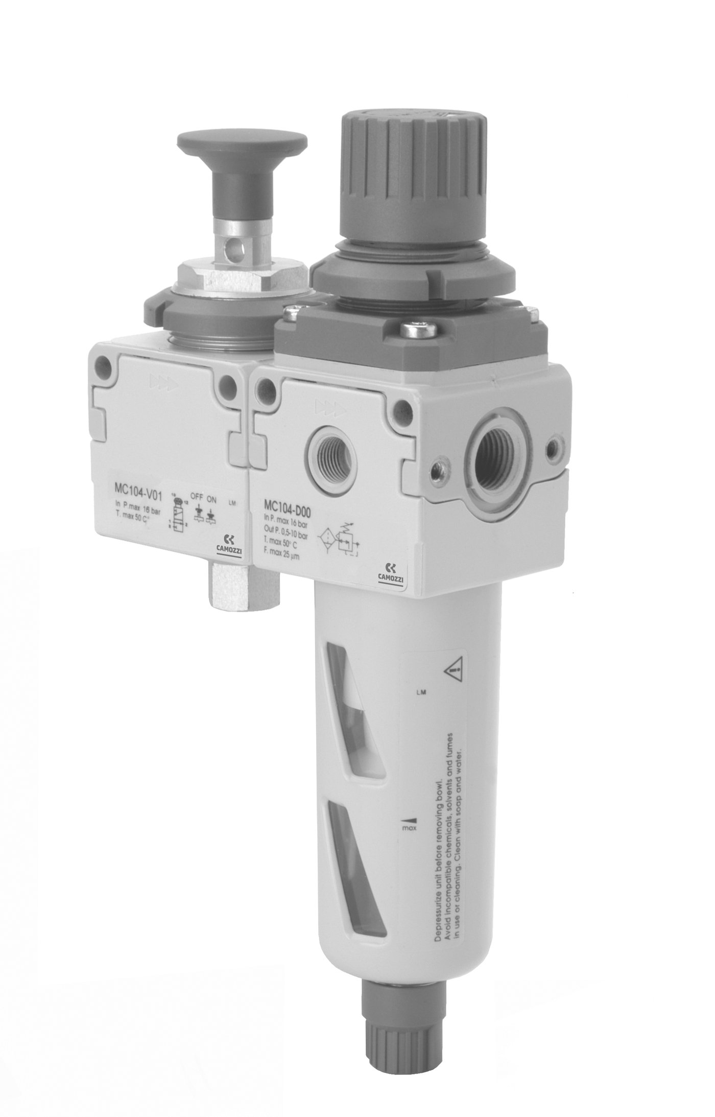 Camozzi MC-series FRL filter-regulator-lubricator station